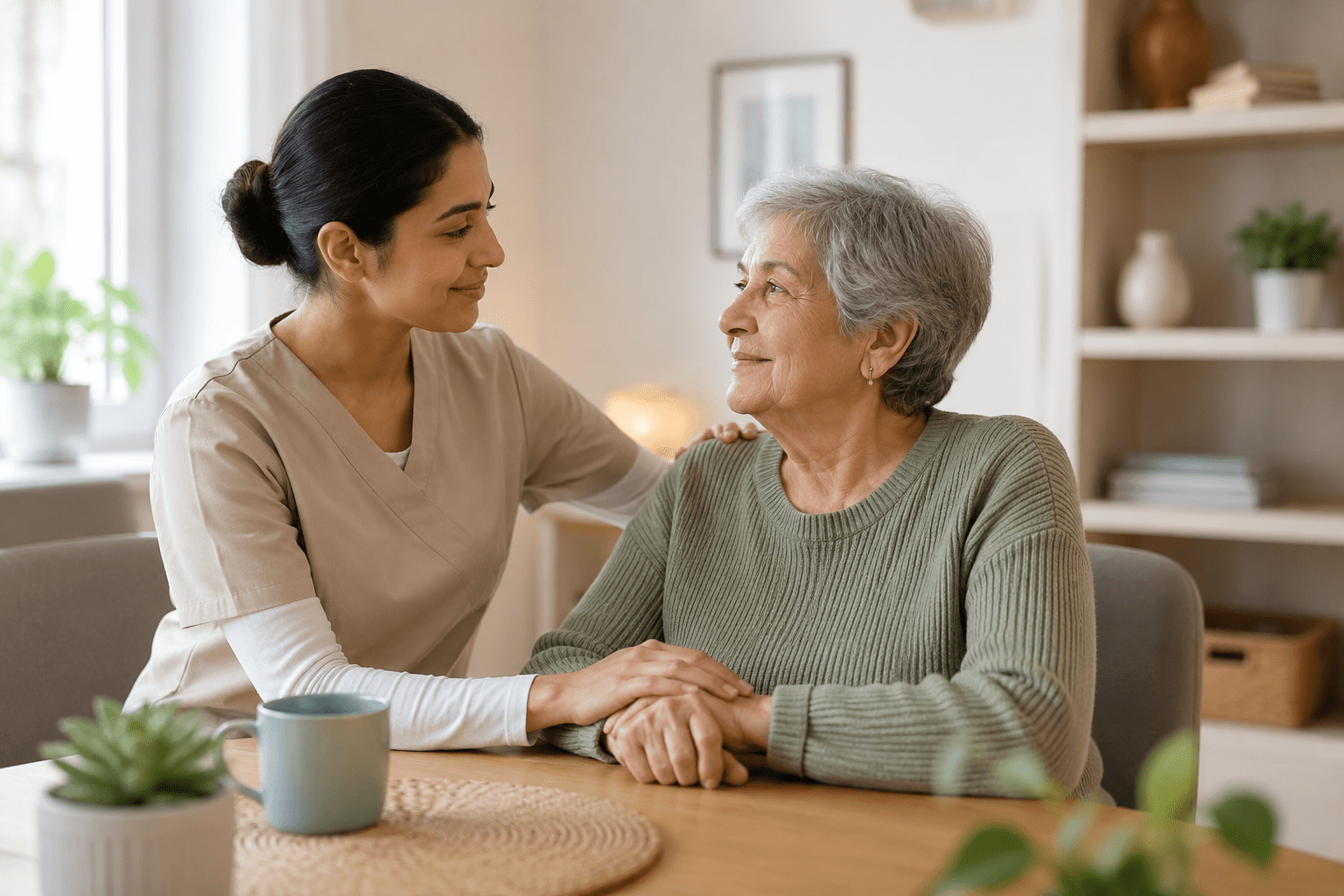 Senior receiving home care support in Ontario